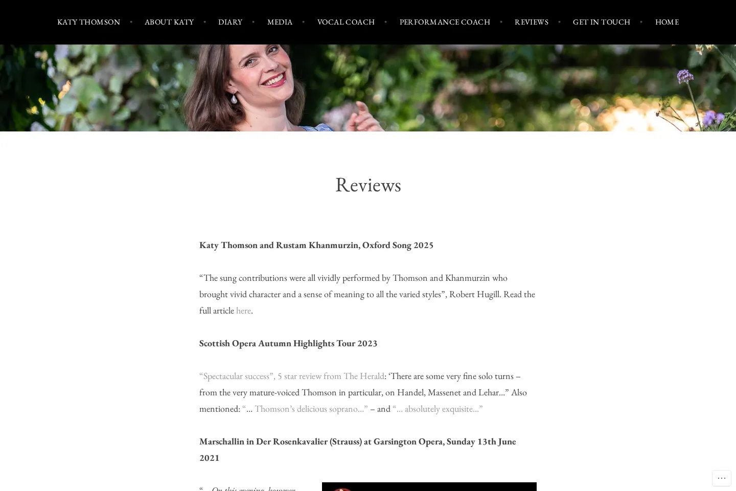 Old website Reviews page: review extracts set as continuous paragraphs