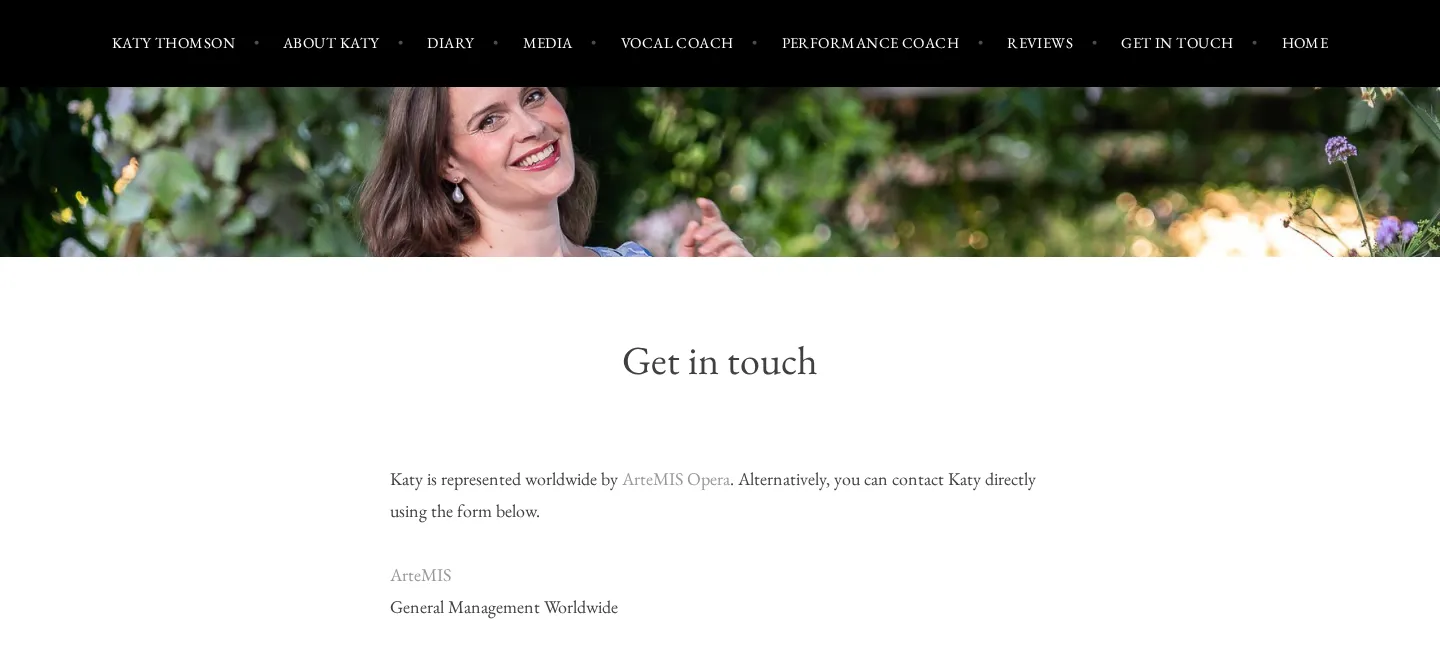 Old website Get in touch page: management details as a text list